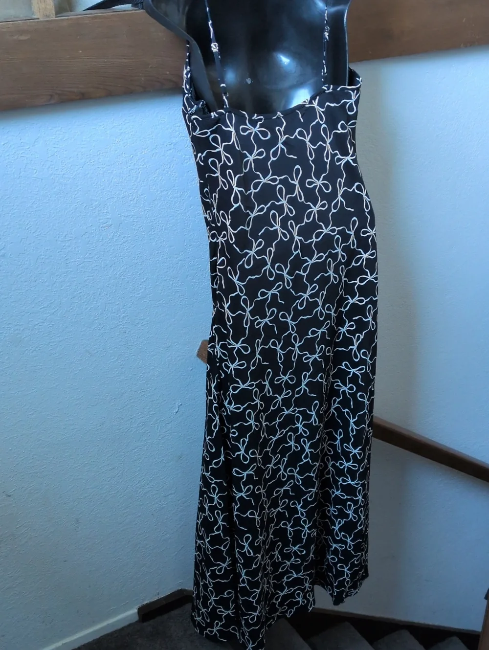 ✨ Nwt Abercrombie Slip Maxi Dress In White And Black Ribbon Size M